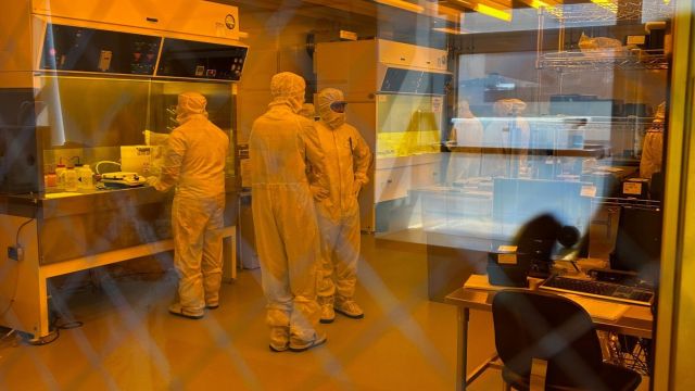 students in cleanroom